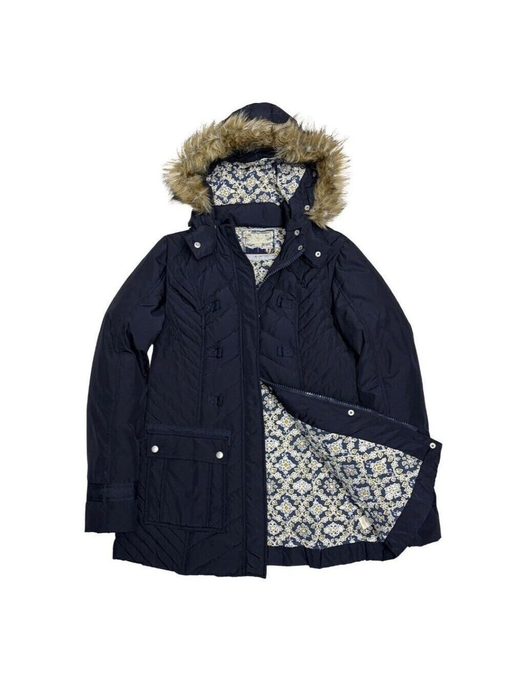 FREE PEOPLE Down & Feather Fill Blue Winter Puffer Parka Coat Jacket Womens 12